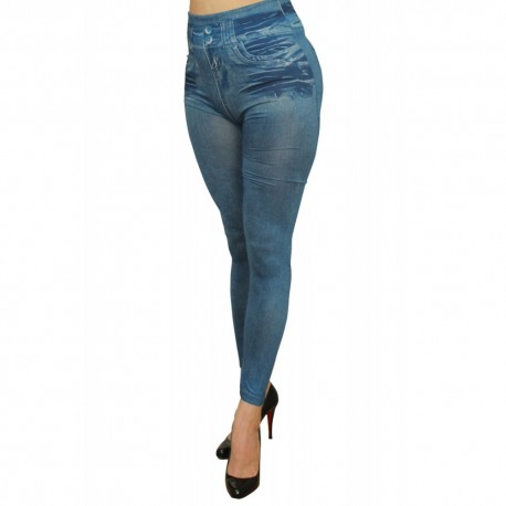 Legging bleu effet jean usé