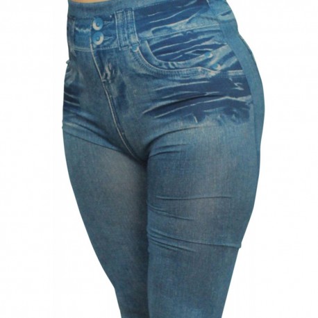 Legging bleu effet jean usé