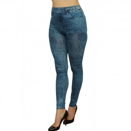 Legging bleu effet jean délavé