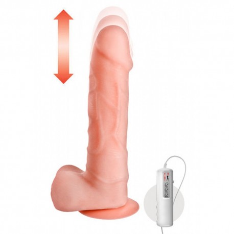 Vibromasseur gode réaliste ventouse et testicules 21 cm va-et-vient avec télécommande