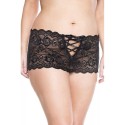 Shorty noir grande taille dentelle ouvert sur les fesses