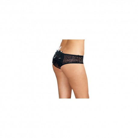 Panty taille basse, ouvert, fronces au dos