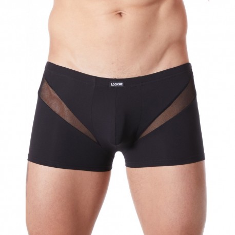 Boxer noir sexy avec fine résille en V Boxer noir sexy avec fine résille en V