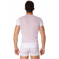 T-shirt blanc rayé opaque et transparent