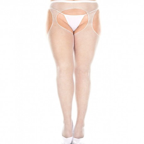 lingerie grande taille : collant résille blanc