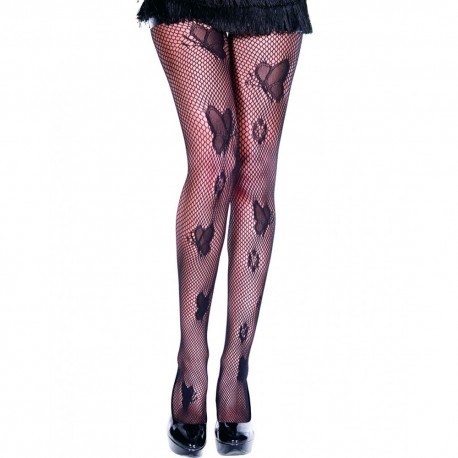 Collant sexy résille noir avec papillons Collant sexy résille noir avec papillons