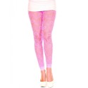 Legging fin dentelle rose