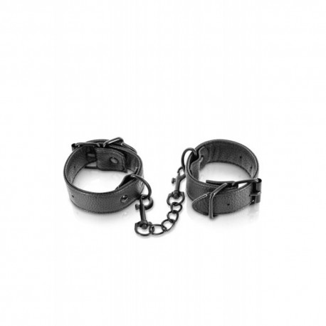 Menottes simili cuir noir ajustables Fetish Tentation - CC570407