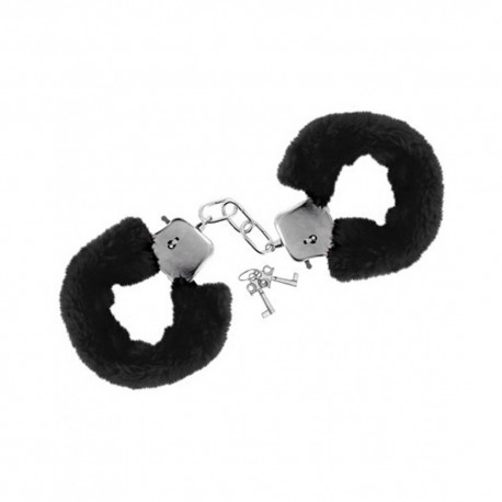 Menottes fourrure noires de poignets avec sécurité - CC5140030010