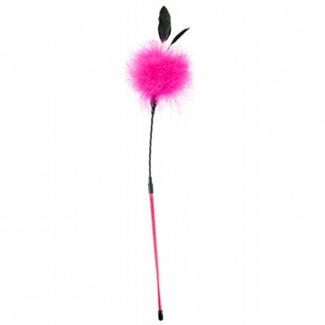 Cravache pompon rose avec petites plumes - CC570079