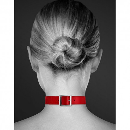 Collier en cuir rouge SM avec anneau métal argenté pour laisse - CC6060010030