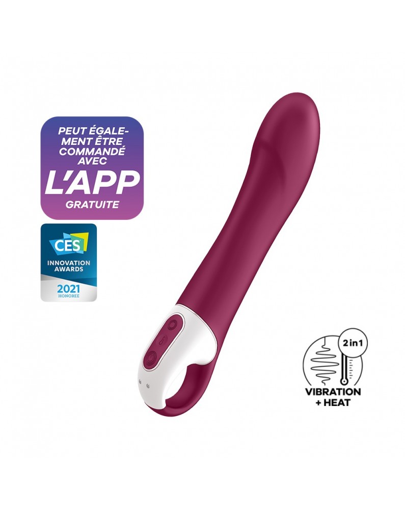 Vibromasseur chauffant connecté USB rouge Big Heat Satisfyer - CC597784 Vibromasseur chauffant connecté USB rouge Big Heat Satisfyer - CC597784