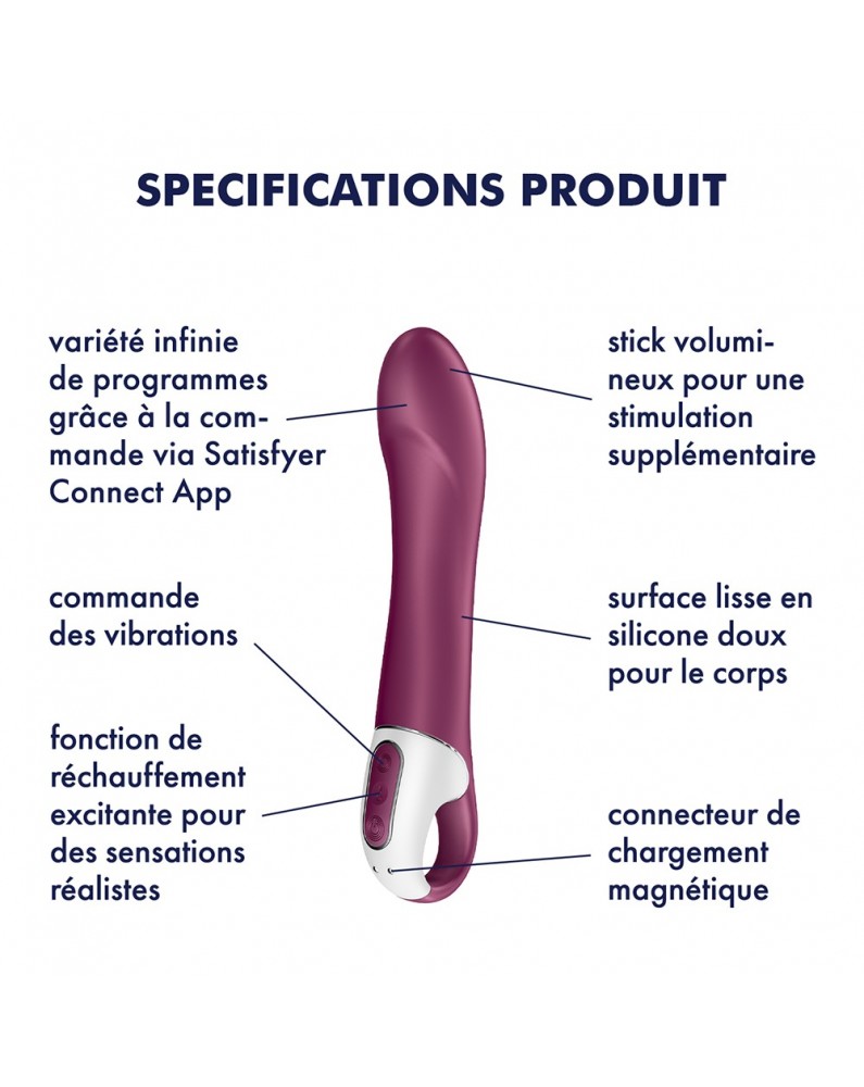 Vibromasseur chauffant connecté USB rouge Big Heat Satisfyer - CC597784