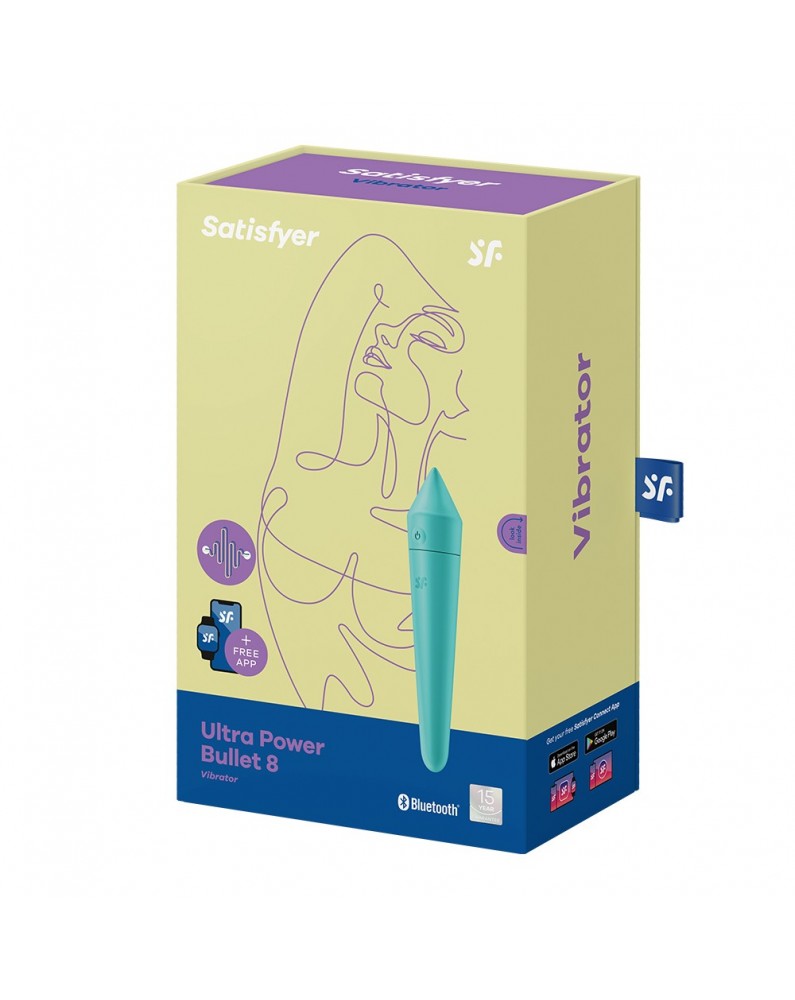 Vibromasseur connecté turquoise USB Ultra Power Bullet 8 Satisfyer - CC597744