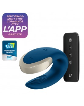 Vibromasseur connecté pour couple avec télécommande Double Love bleu Satisfyer - CC597446