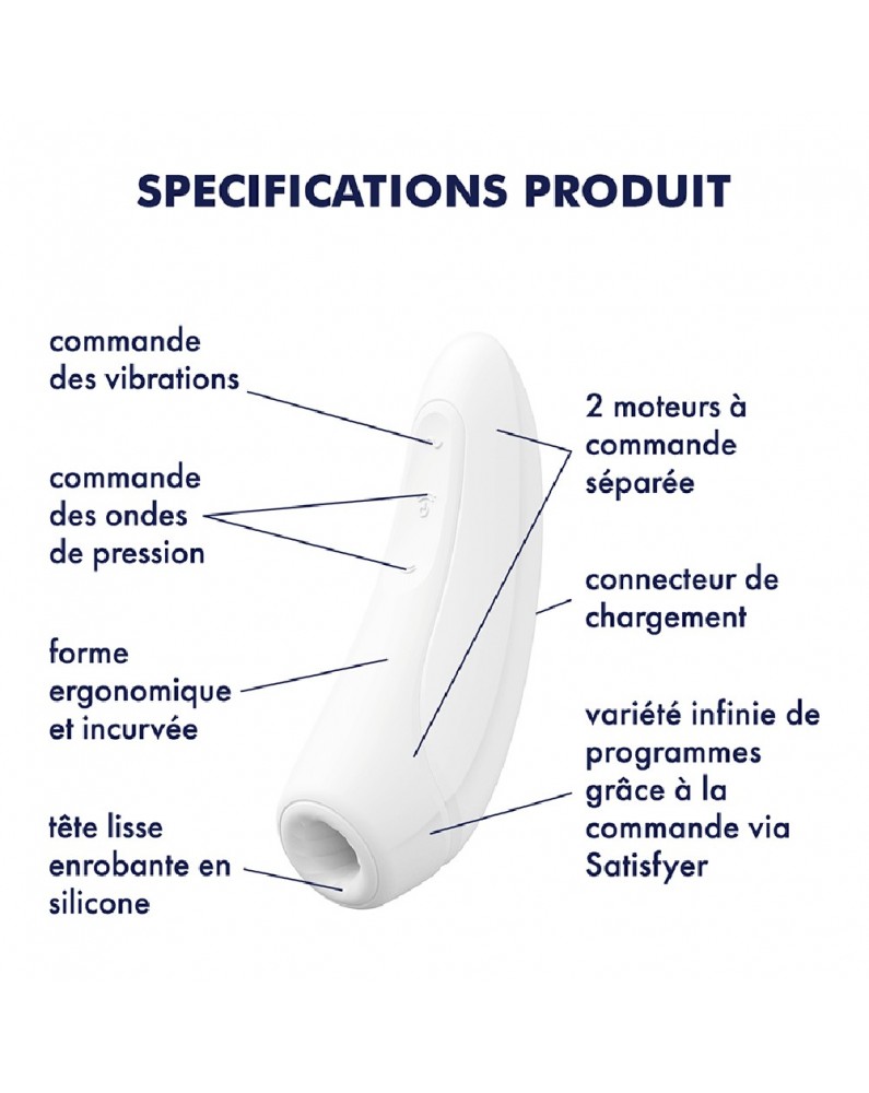 Stimulateur clitoridien connecté blanc Curvy 1 Satisfyer - CC5972390020