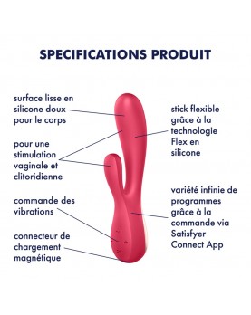 Vibromasseur rabbit rouge connecté Mono Flex Satisfyer - CC5972440050