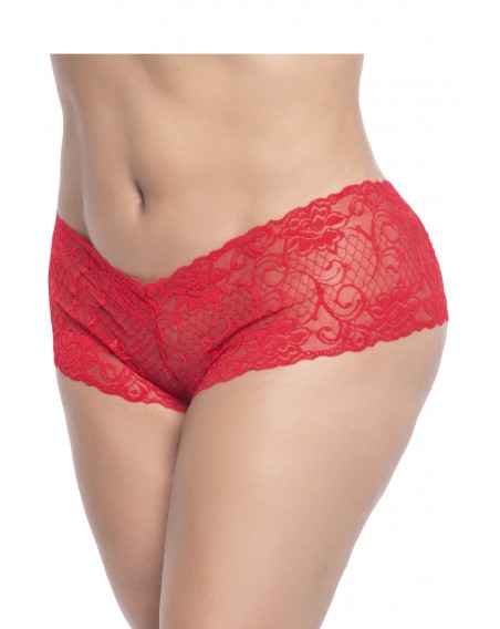 Shorty en dentelle rouge grande taille - MAL90XRED