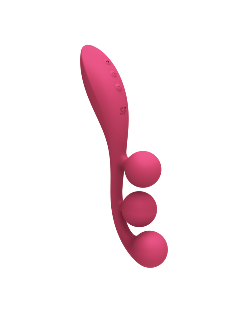 Vibromasseur triple stimulation flexible, anal, vaginale, clitoridienne Tri Ball rouge USB Satisfyer - CC597817