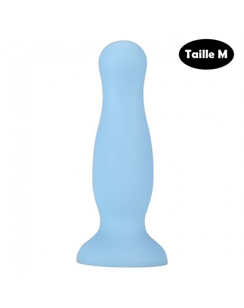 Plug anal ventouse bleu pastel taille M - A-001-M-BLU