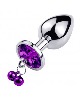 Plug bijou aluminium violet avec clochettes Taille S -  RY-001-A-ZB