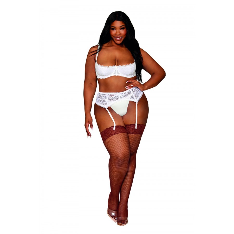 Soutien-gorge, grande taille, Demi-seins à armatures en dentelle blanche - DG13252XWHT