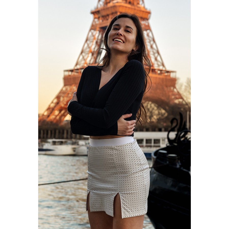 Jupe courte blanche Cassandra - LSL3-SWHT Jupe courte blanche Cassandra - LSL3-SWHT