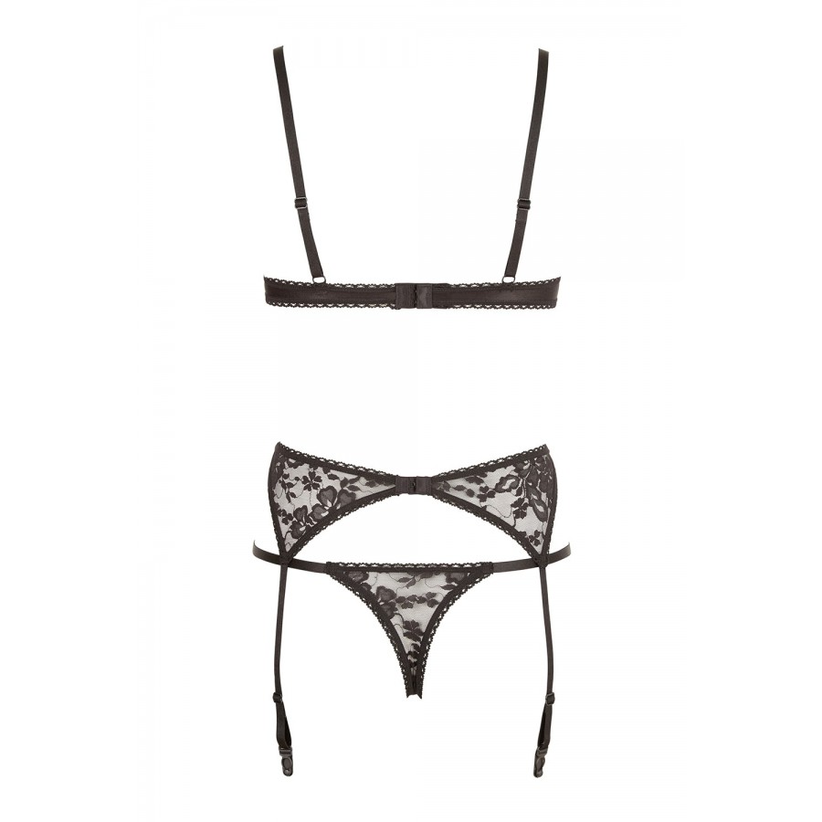 Ensemble sexy trois pièces en dentelle noire - R2210185