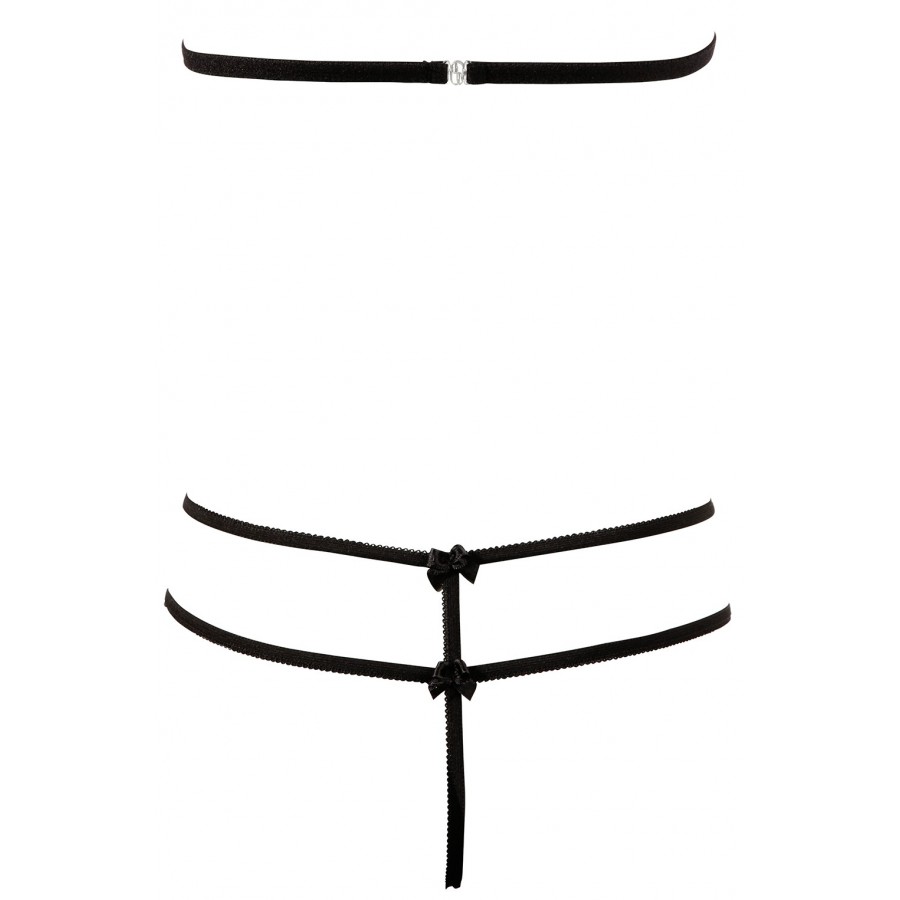 Soutien-gorge en dentelle noire avec bonnets détachables et string - R221125410