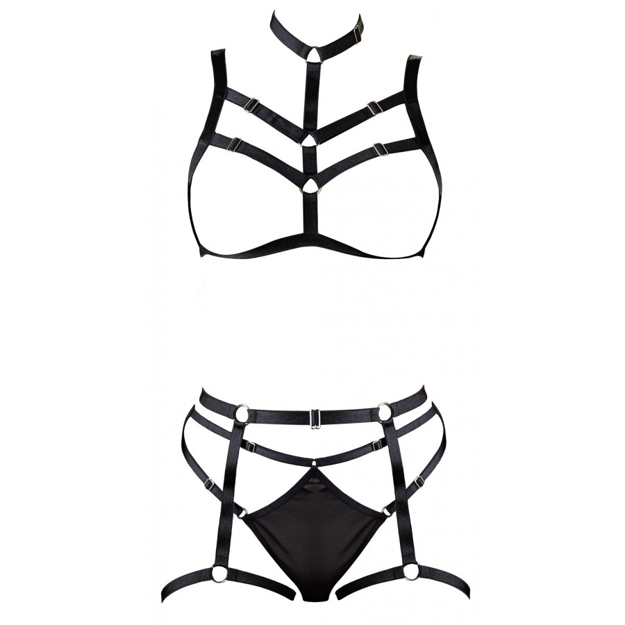 Ensemble soutien-gorge harnais et string porte-jarretelles - R24804761101