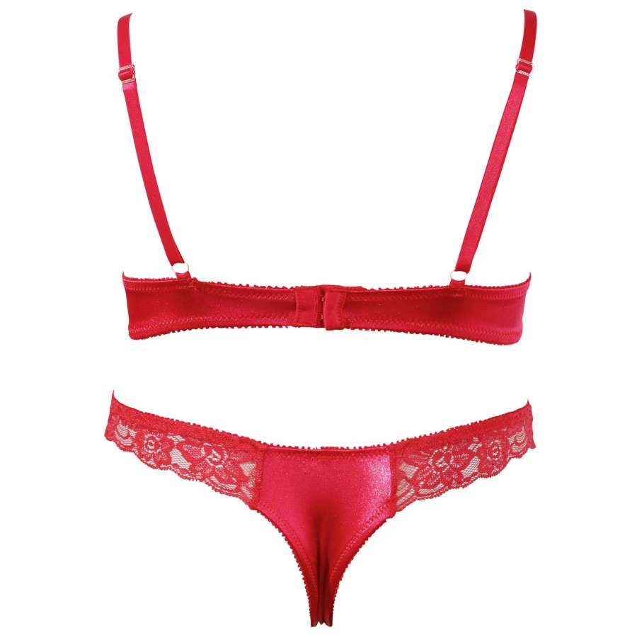 Soutien-gorge demi seins avec armatures et son string ouvert - R2220199