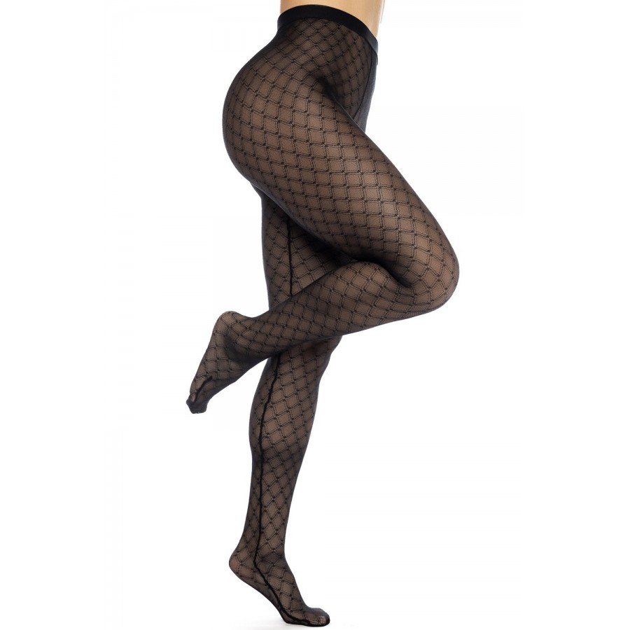 Collant résille noire transparent imprimé - MAL1111BLK Collant résille noire transparent imprimé - MAL1111BLK