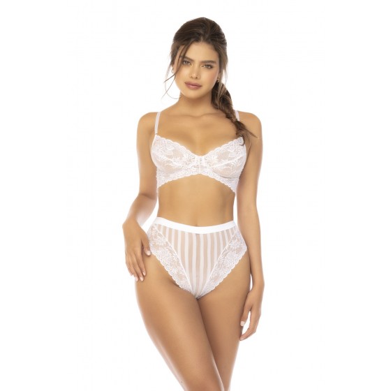 Ensemble 2 pièces blanc Emberly, soutien gorge et culotte taille haute - MAL8842WHT