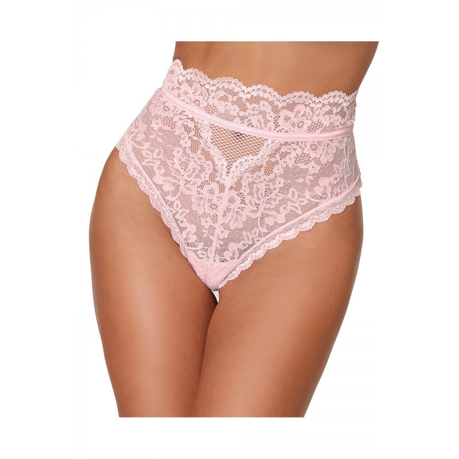 String dentelle taille haute rose - DG1477PNK