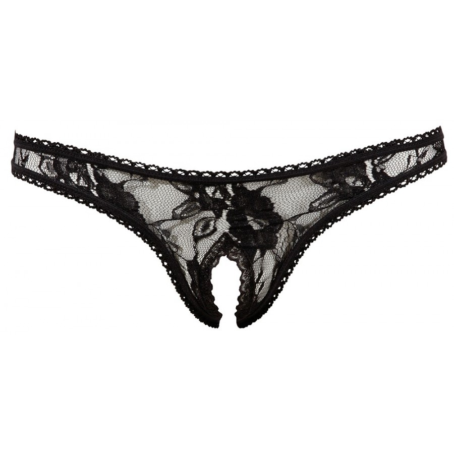 String ouvert à l'entre-jambe en dentelle noire - R2320002