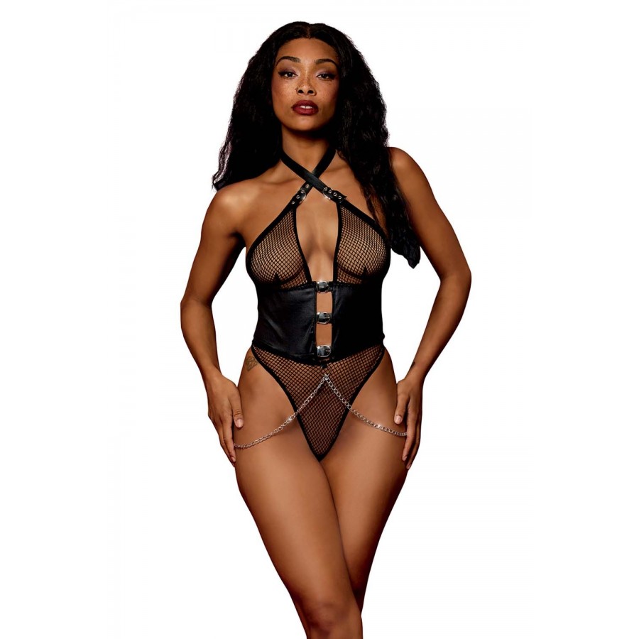 Body string résille noire et chaines - DG13292BLK Body string résille noire et chaines - DG13292BLK