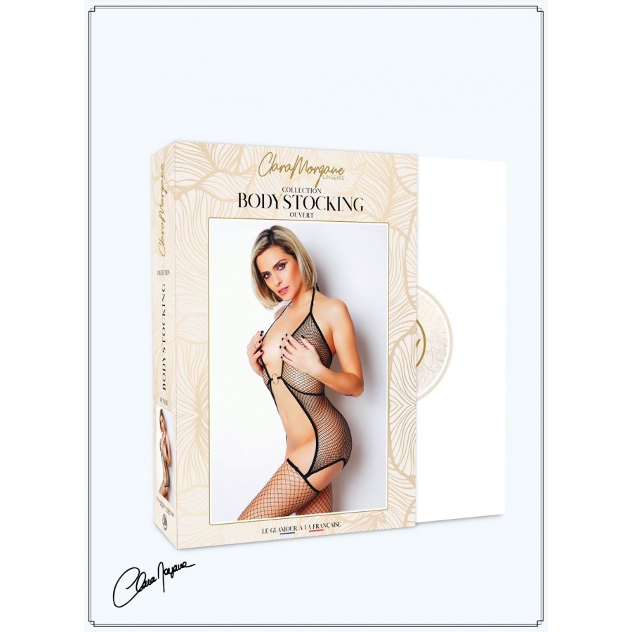Bodystocking noir ouvert devant - Le Numéro 4 - Collection Bodystocking - CM99004