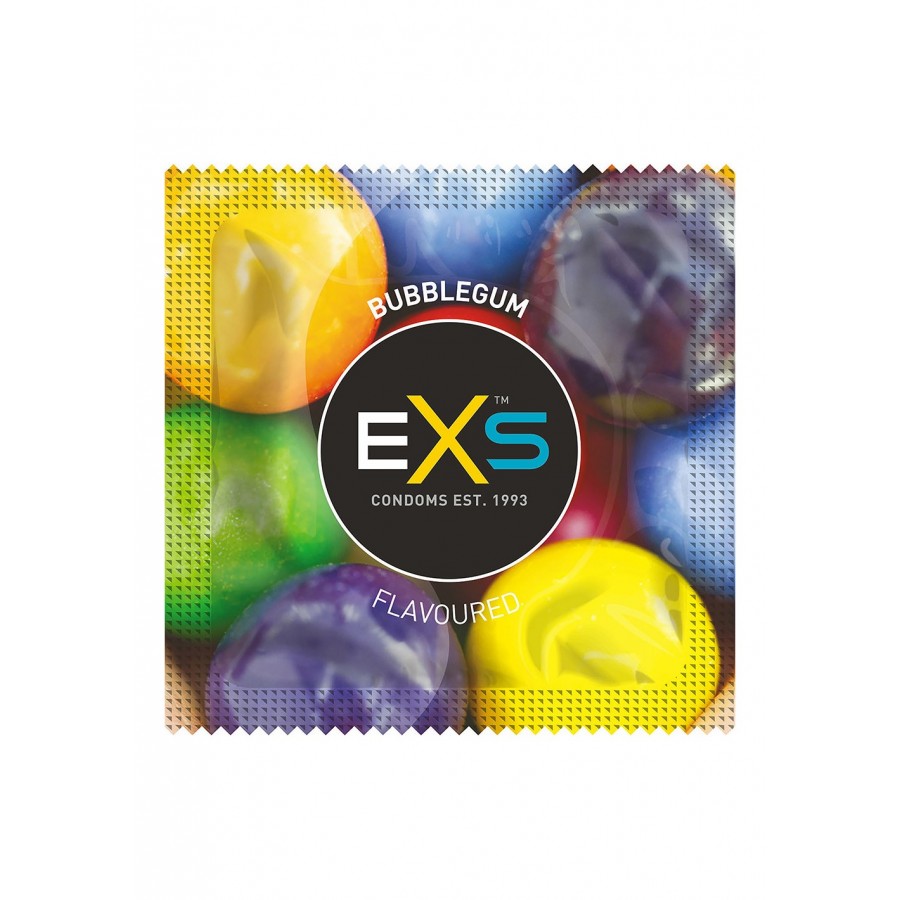 Préservatifs x2 lubrifiés en latex goût bubble gum 54mm - EXS400GUM Préservatifs x2 lubrifiés en latex goût bubble gum 54mm - EXS400GUM
