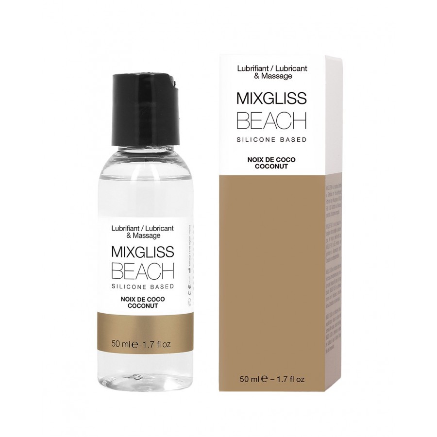 2 en 1 Lubrifiant et huile de massage silicone Mixgliss Beach Noix de coco 50 ML - MG2542 2 en 1 Lubrifiant et huile de massage silicone Mixgliss Beach Noix de coco 50 ML - MG2542