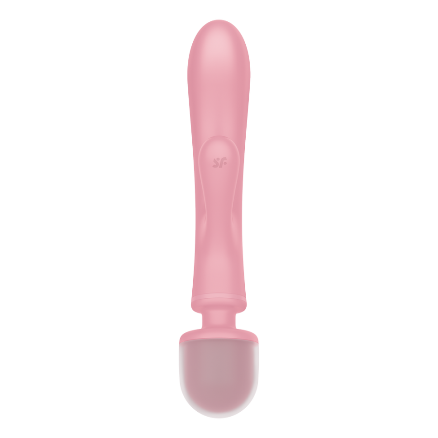 2 en 1 Vibromasseur rabbit et wand rose USB Triple Lover Satisfyer - CC597843