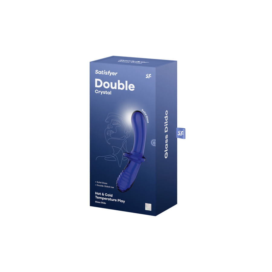 Gode en verre borosilicaté massif bleu Double Crystal Satisfyer - CC597828