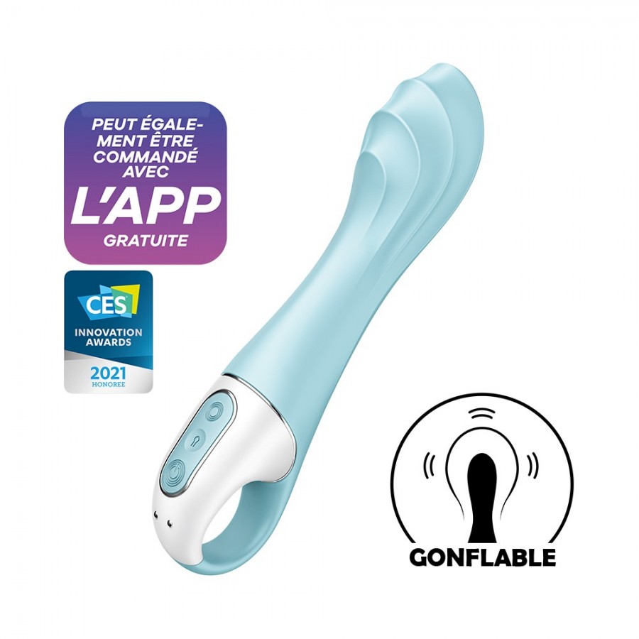 Vibromasseur gonflant connecté bleu USB Air Pump Vibrator 5 Satisfyer - CC597802 Vibromasseur gonflant connecté bleu USB Air Pump Vibrator 5 Satisfyer - CC597802
