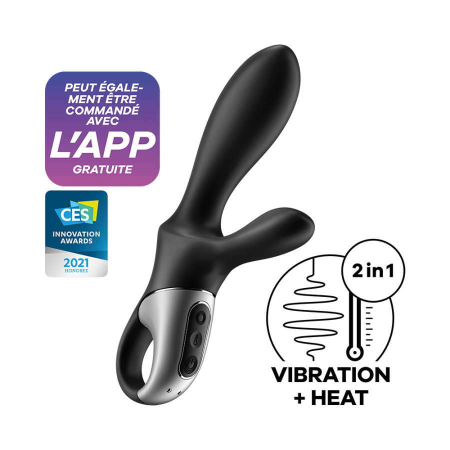 Vibromasseur rabbit noir USB, chauffant et connecté Heat Climax Satisfyer - CC597791 Vibromasseur rabbit noir USB, chauffant et connecté Heat Climax Satisfyer - CC597791