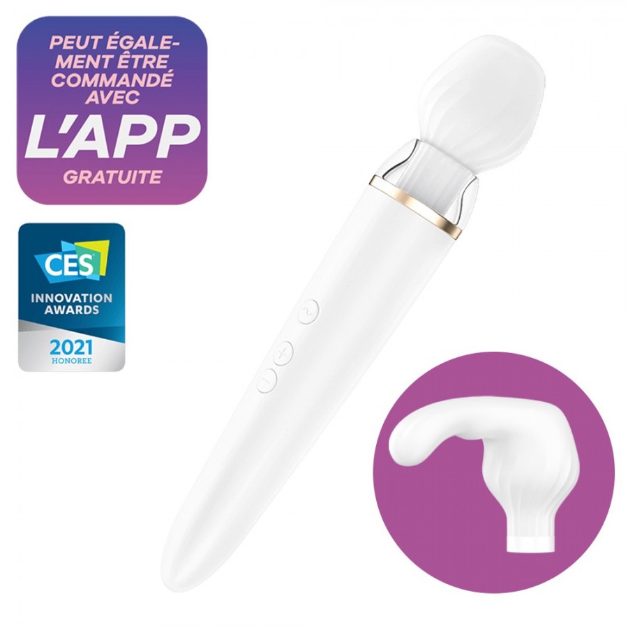 Double wand blanc connecté USB Double Wand-er Satisfyer - CC597756 Double wand blanc connecté USB Double Wand-er Satisfyer - CC597756