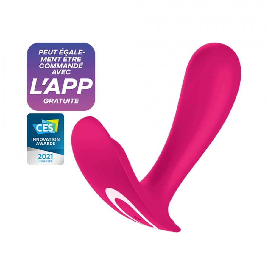 2 en 1 Vibromasseur et stimulateur clitoridien rose connecté Top Secret Satisfyer - CC597753 2 en 1 Vibromasseur et stimulateur clitoridien rose connecté Top Secret Satisfyer - CC597753
