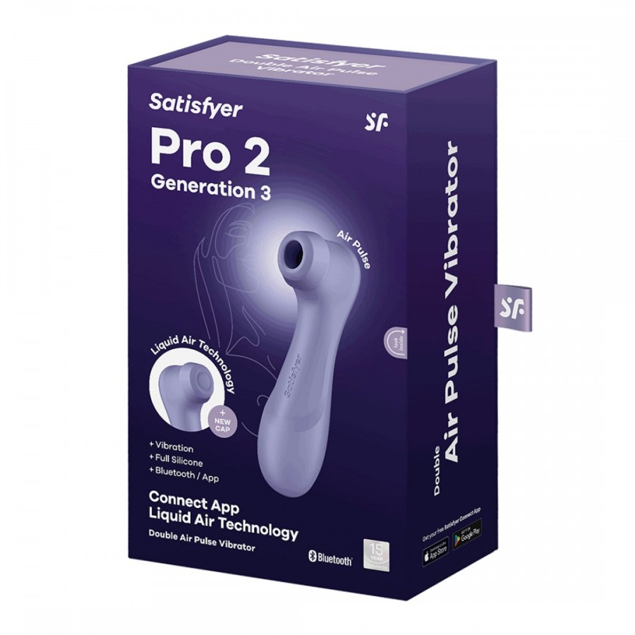 Stimulateur de clitoris 2 embouts Connecté avec technologie Liquid air Pro 2 Generation 3 violet USB Satisfyer - CC597815