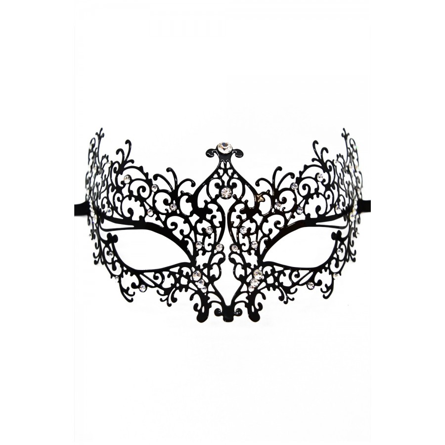 Masque vénitien Chiara rigide noir avec strass - HMJ-016BK Masque vénitien Chiara rigide noir avec strass - HMJ-016BK