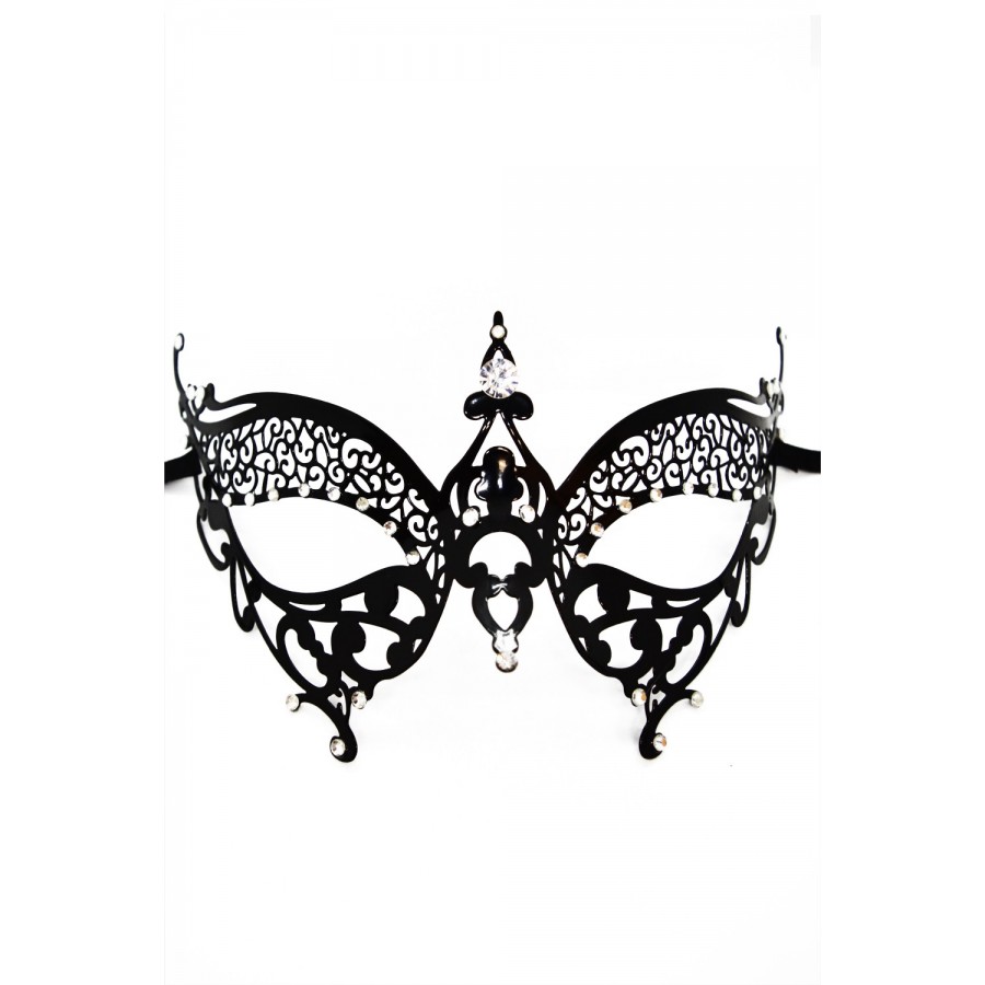 Masque vénitien Alida rigide noir avec strass - HMJ-026BK Masque vénitien Alida rigide noir avec strass - HMJ-026BK