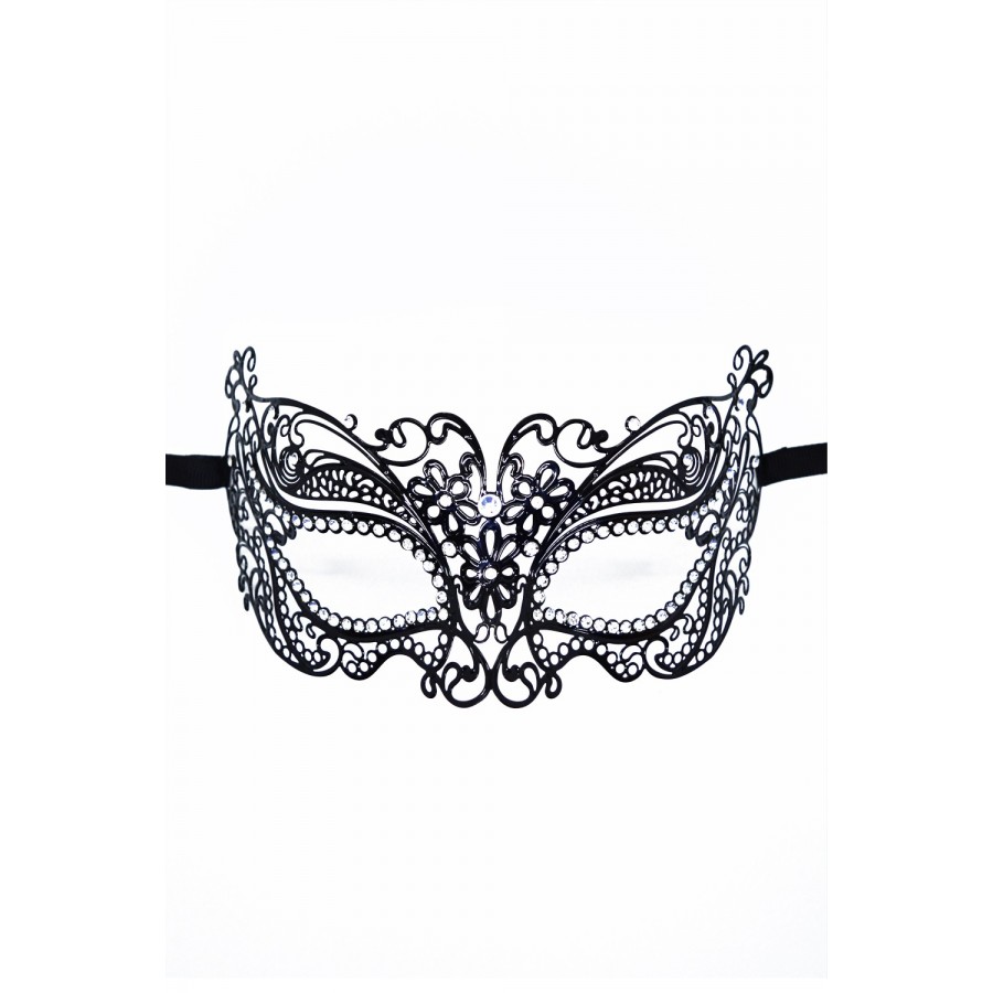 Masque vénitien Alba rigide noir avec strass - HMJ-039BK Masque vénitien Alba rigide noir avec strass - HMJ-039BK