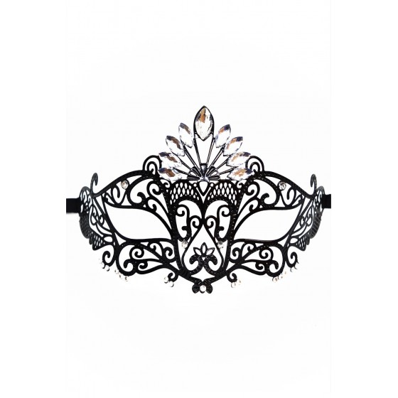 Masque vénitien Gemma rigide noir avec strass - HMJ-055BK
